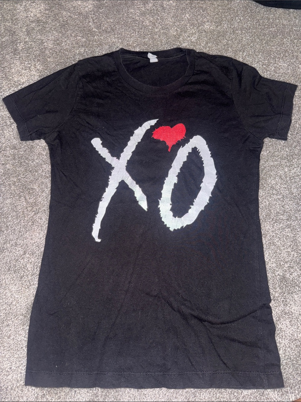 Black Short Sleeve Tee with XO Heart Graphic